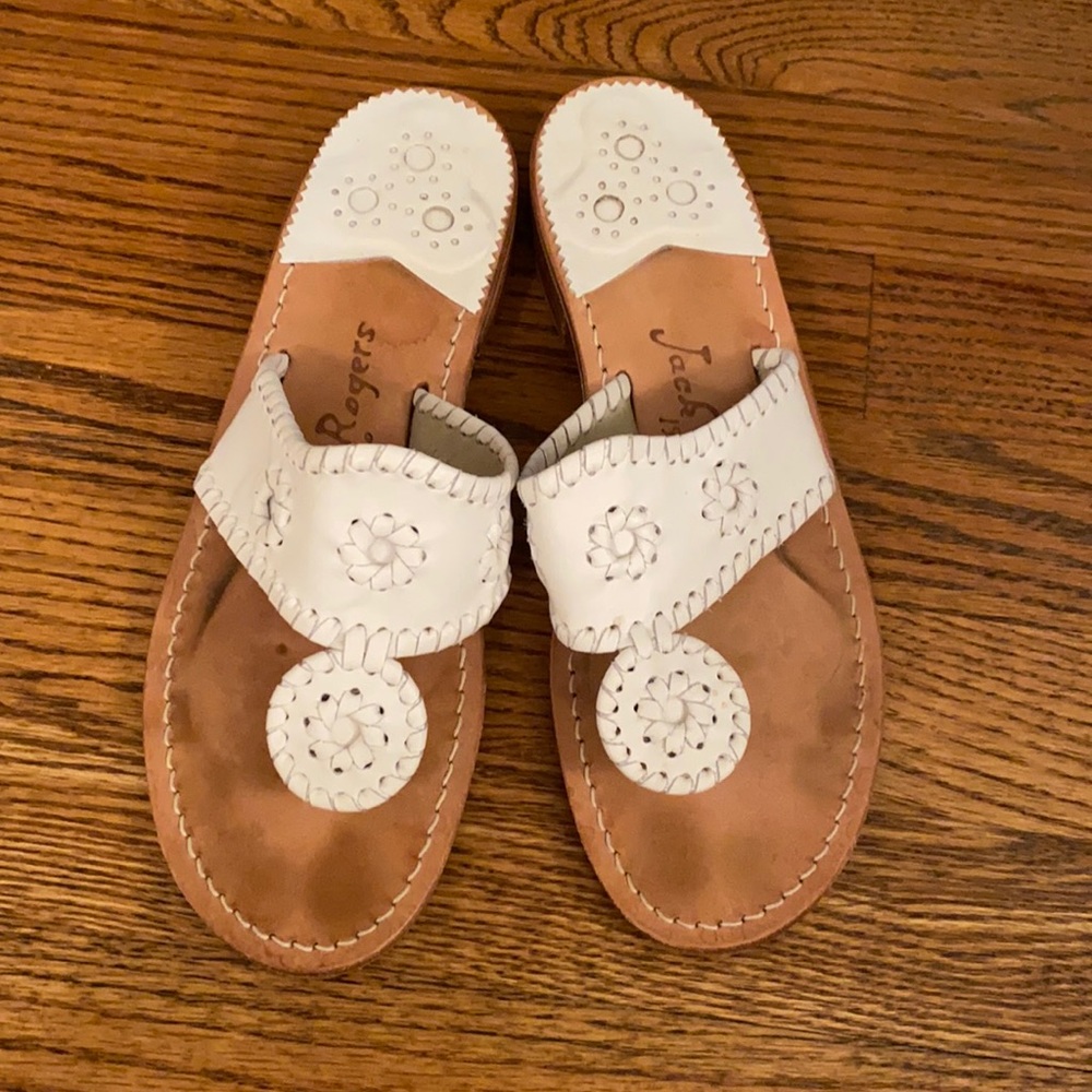 Jack Rogers white leather sandals